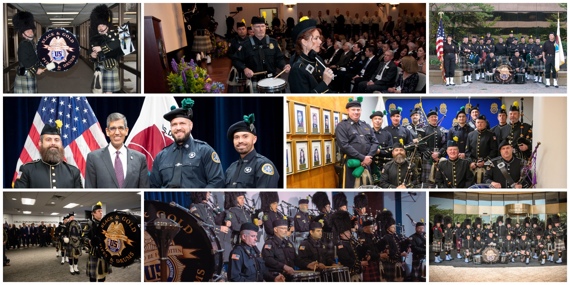 DEA Black and Gold Pipes and Drums