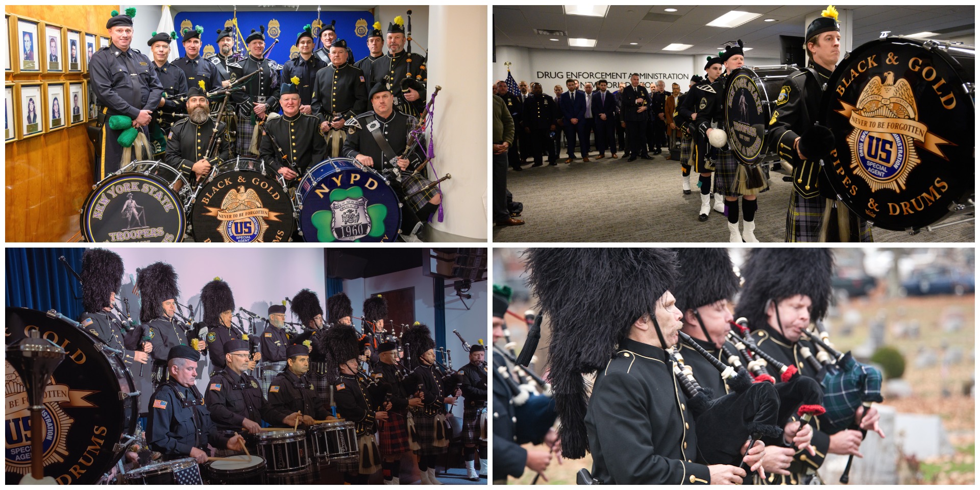 DEA Black and Gold Pipes and Drums
