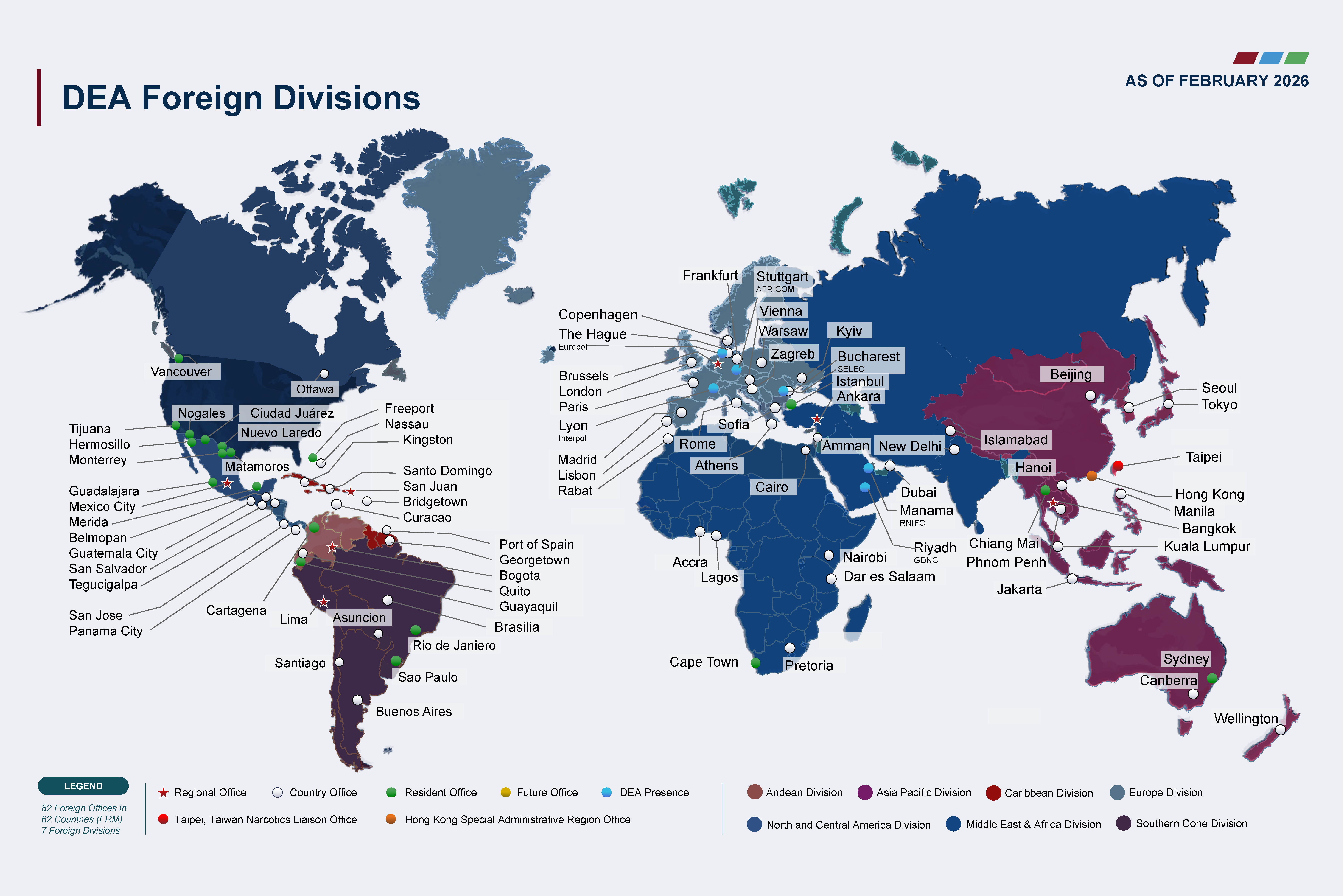 DEA foreign map (February 2026)