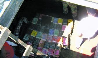 Cocaine bricks in a ship compartment