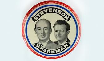 A campaign button for the 1952 Democratic ticket 