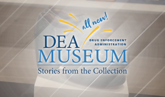 The title screen of "Stories from the Collection" with the DEA Museum logo appearing before a pair of green platform shoes.