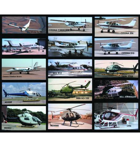 An assortment of planes and helicopters