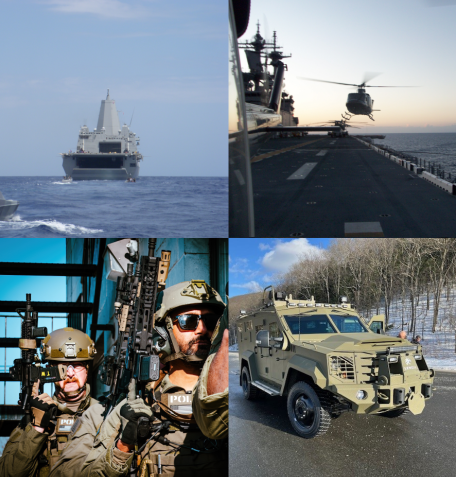 Top-left: USS Mesa Verda off the coast of Haiti. DEA photo. Top-right: USS Wasp of the coast of Hispaniola. DEA photo. Bottom-left: Many FAST agents assisted in developing DEA’s new Special Response Teams. DEA Photo. Bottom-right: The SRT program has developed safety-enhancing Bearcats, which have been deployed to DEA Field Divisions across the U.S. The SRT program uses tactical expertise gained during the FAST program. DEA Photo.