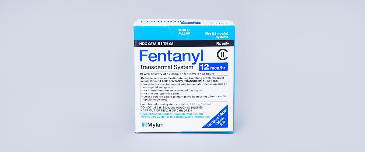   A fentanyl transdermal system box.
