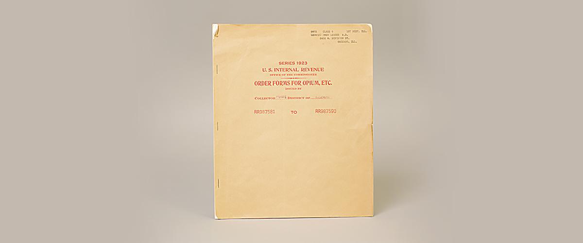A tan form with red text.