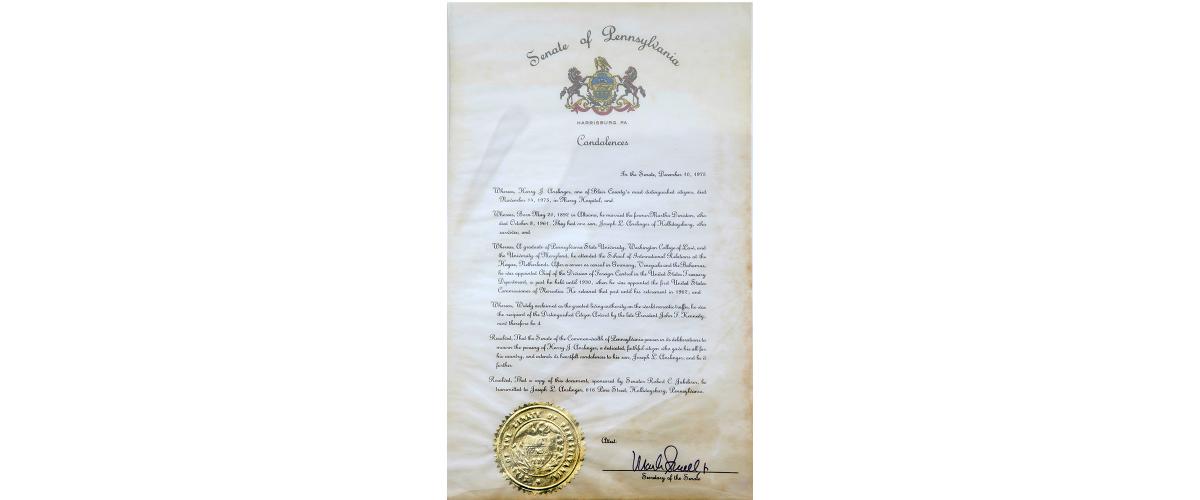 Pennsylvania State Senate Resolution of Condolences