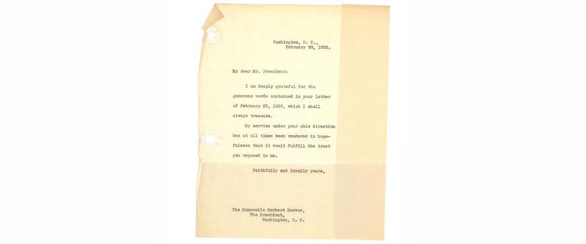 A letter from Harry J. Anslinger to President Herbert Hoover