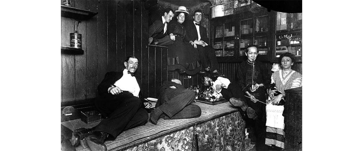 Seven people in an opium den