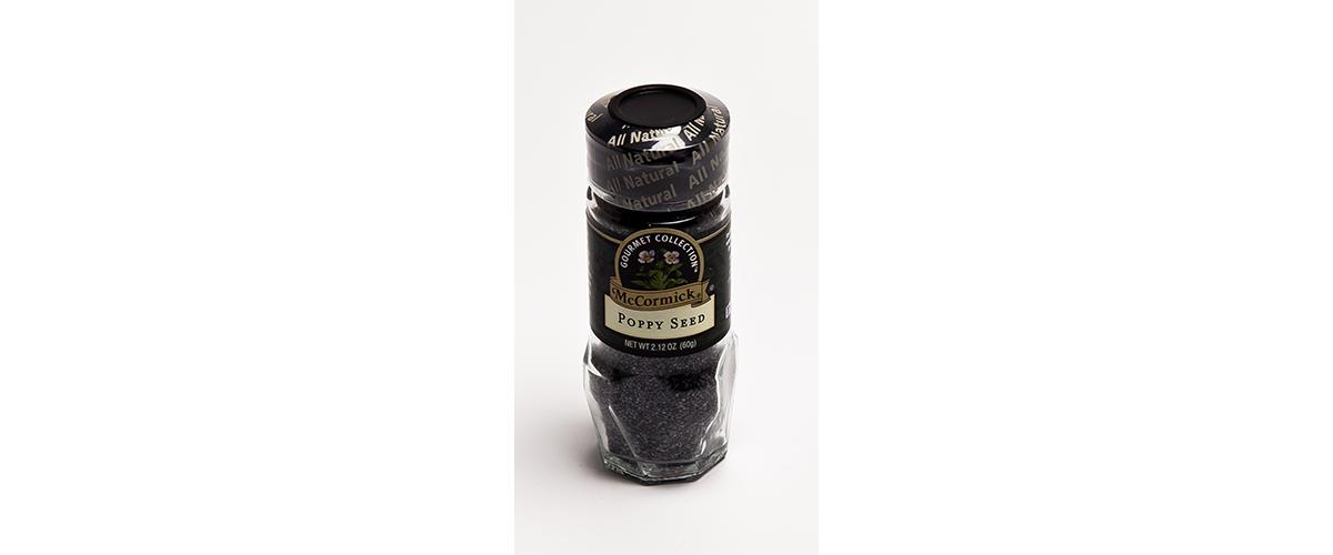 A McCormick bottle of poppy seeds