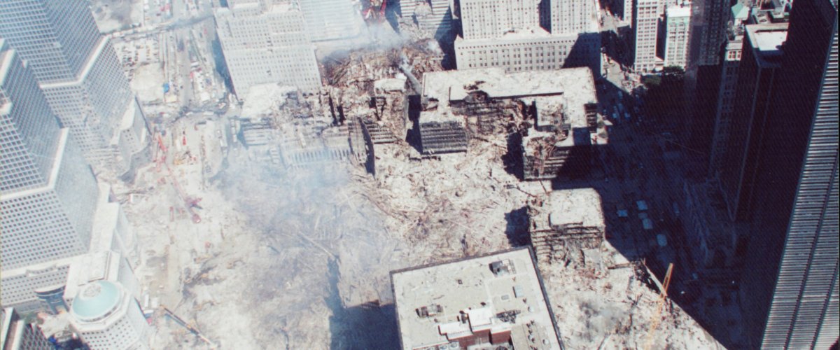 The smoldering remains of the Twin Towers, referred to as Ground Zero. DEA Photo  