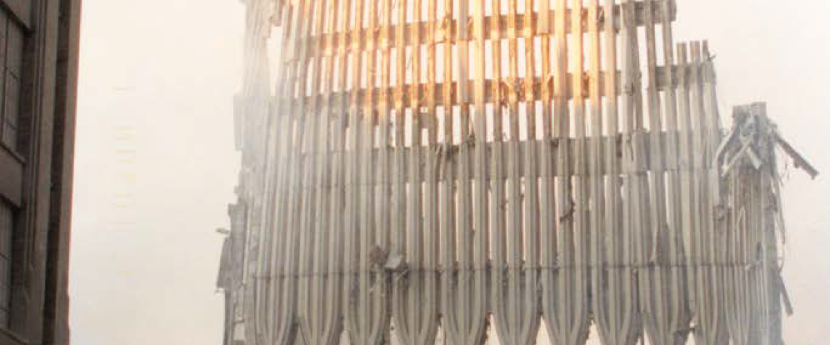 The skeletal remains of the World Trade Center after the attacks. DEA Photo.