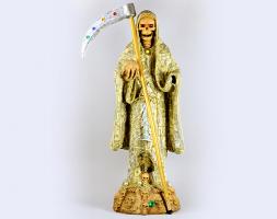 A skeletal Santa Muerte statue