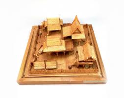 A wooden Thai village model