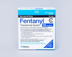 A fentanyl transdermal system box.